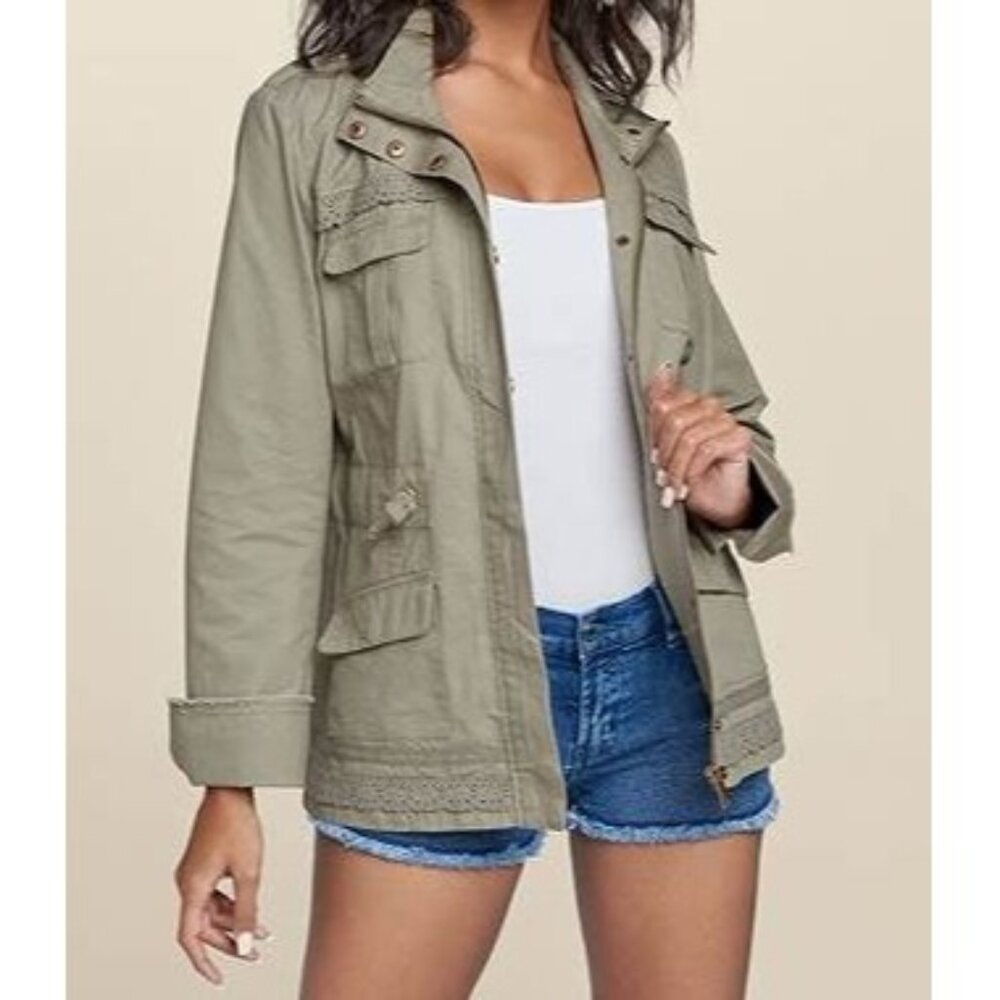 Altar'd State Olive-Green Lace Trim Utility Jacket Women's‎ Size Small